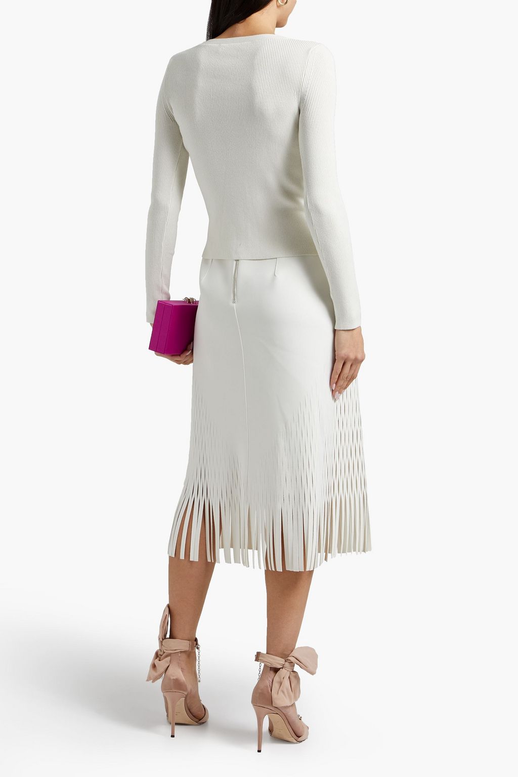 OSCAR DE LA RENTA Ribbed silk-blend sweater