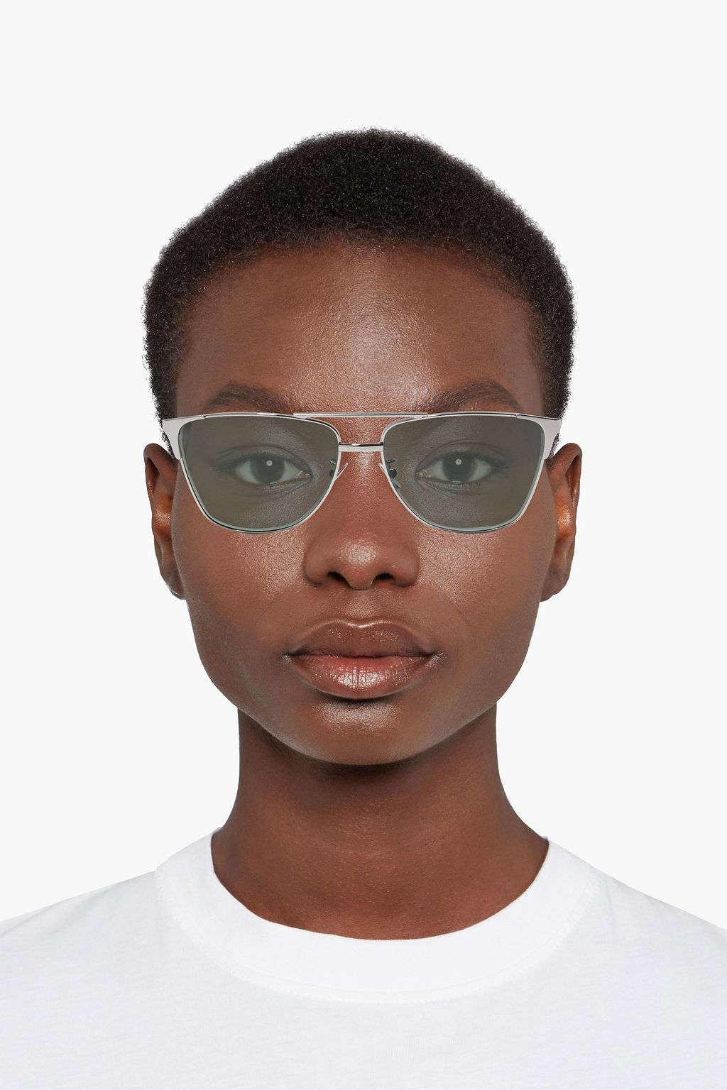 SAINT LAURENT D-frame silver-tone sunglasses