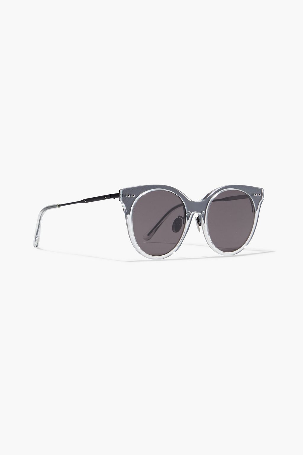 BOTTEGA VENETA Round-frame gunmetal-tone and acetate sunglasses