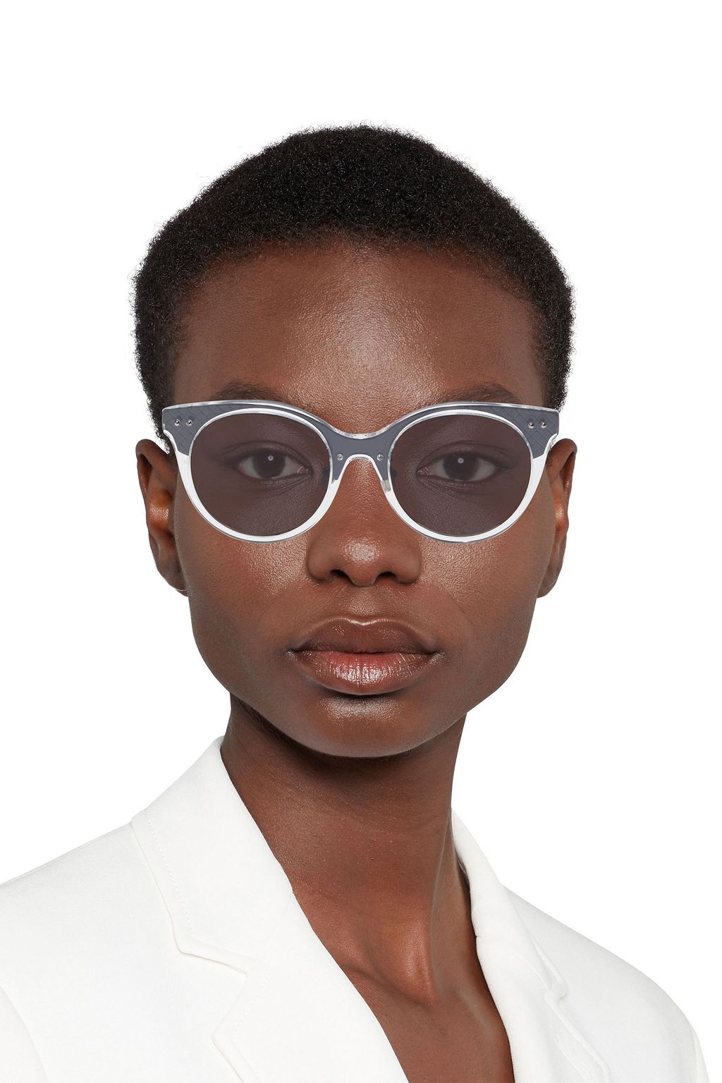 BOTTEGA VENETA Round-frame gunmetal-tone and acetate sunglasses