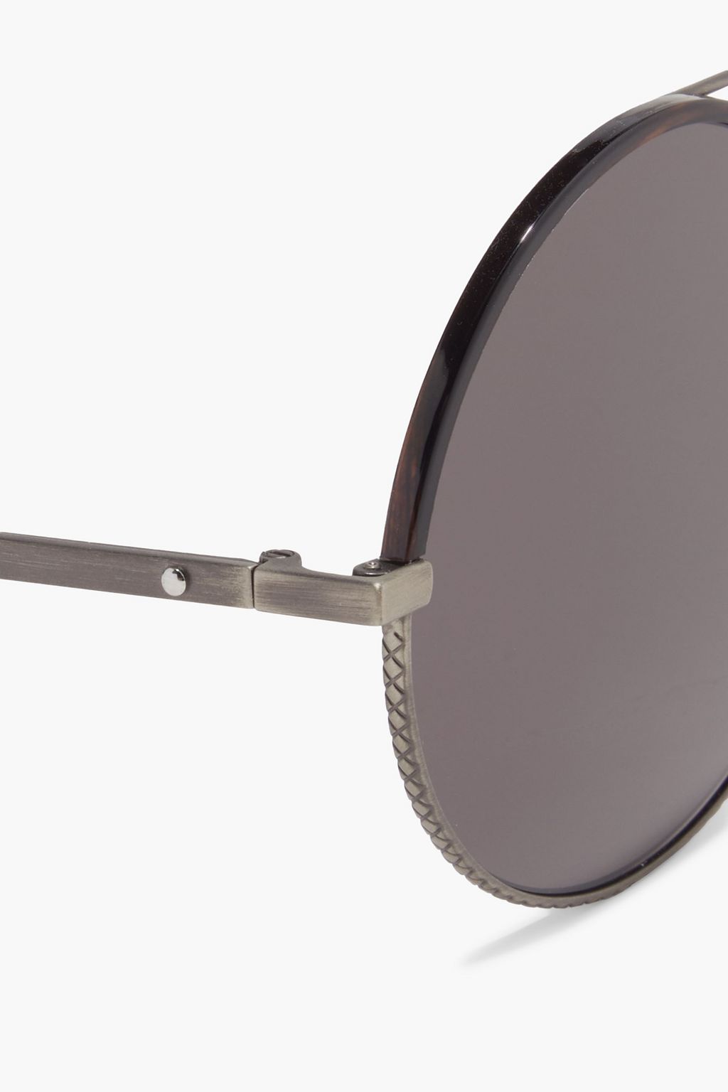 BOTTEGA VENETA Round-frame gunmetal-tone sunglasses