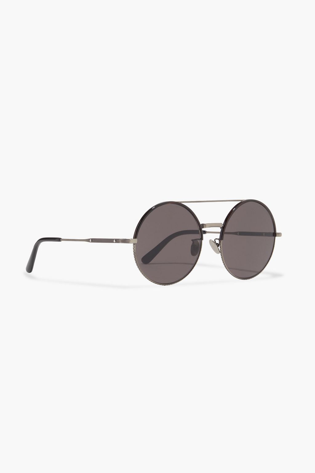 BOTTEGA VENETA Round-frame gunmetal-tone sunglasses