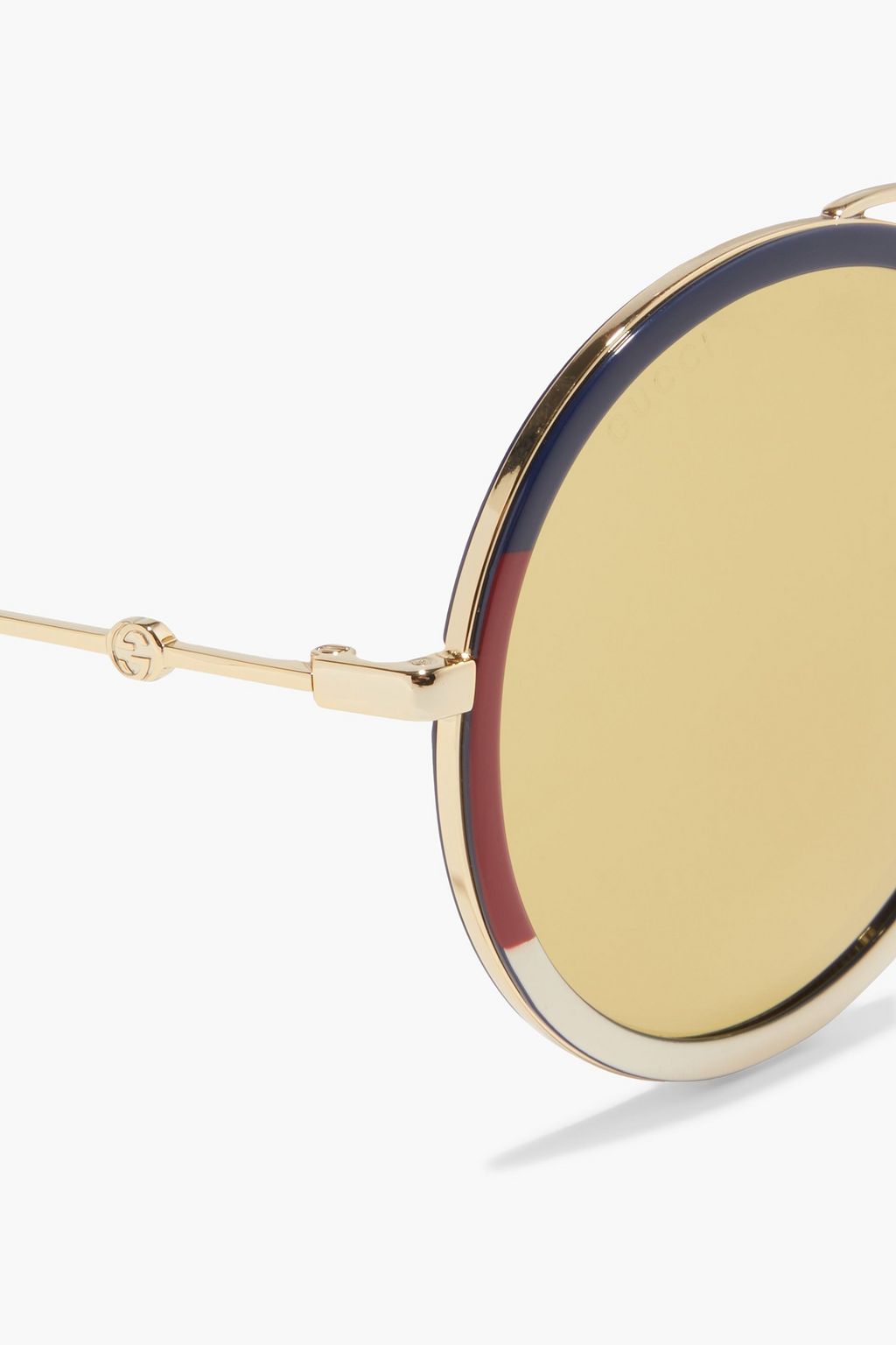 GUCCI Round-frame coated gold-tone sunglasses
