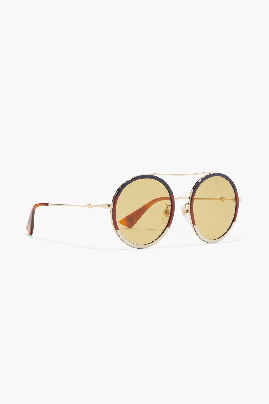 GUCCI Round-frame coated gold-tone sunglasses