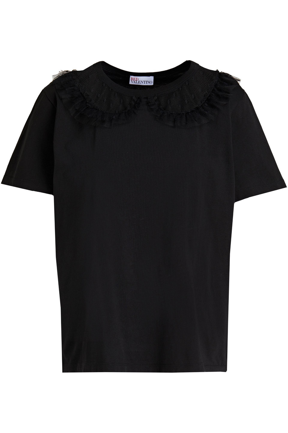 Redvalentino Woman Point D'esprit-paneled Cotton-jersey Top Black Size M