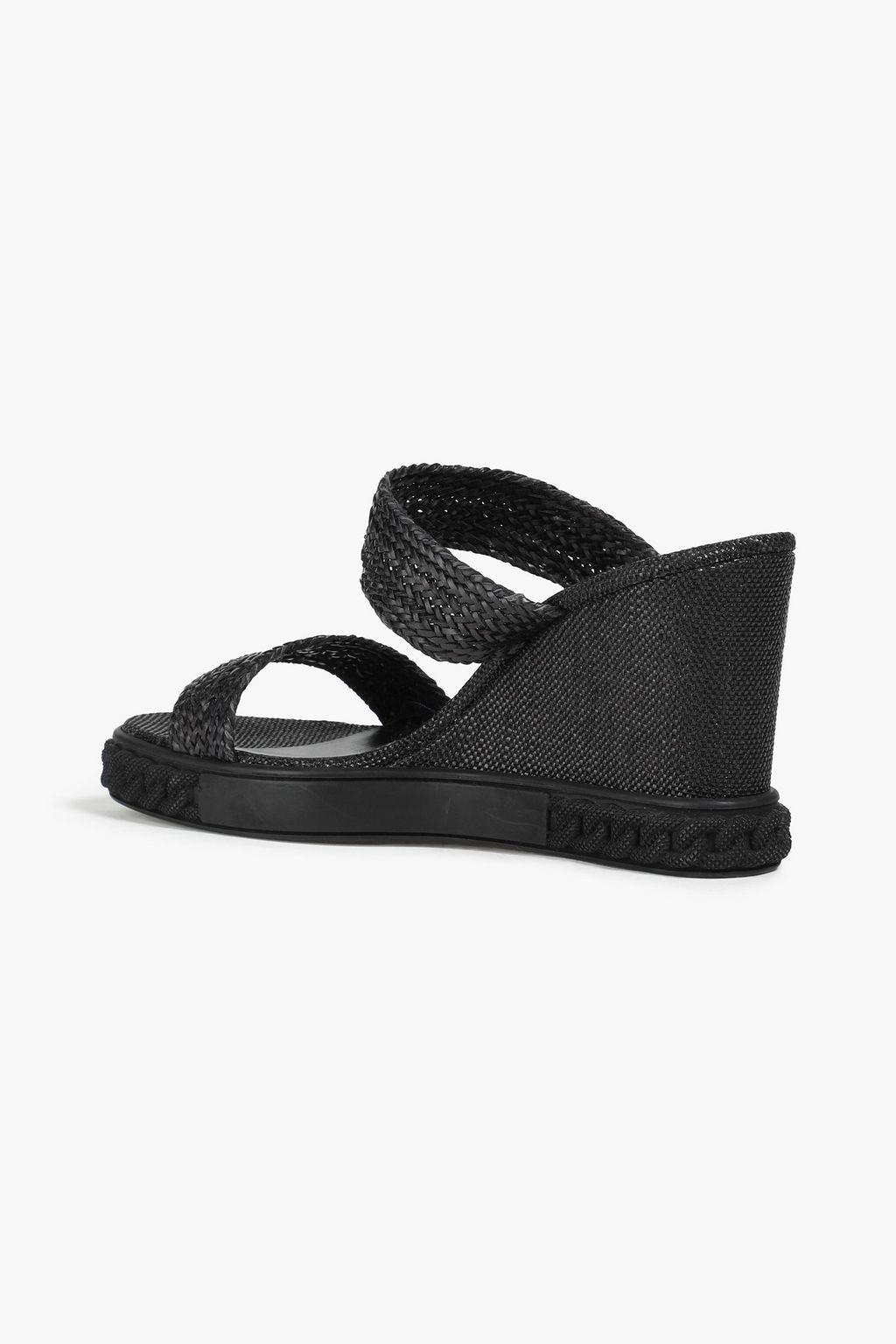CASADEI Braided leather wedge mules