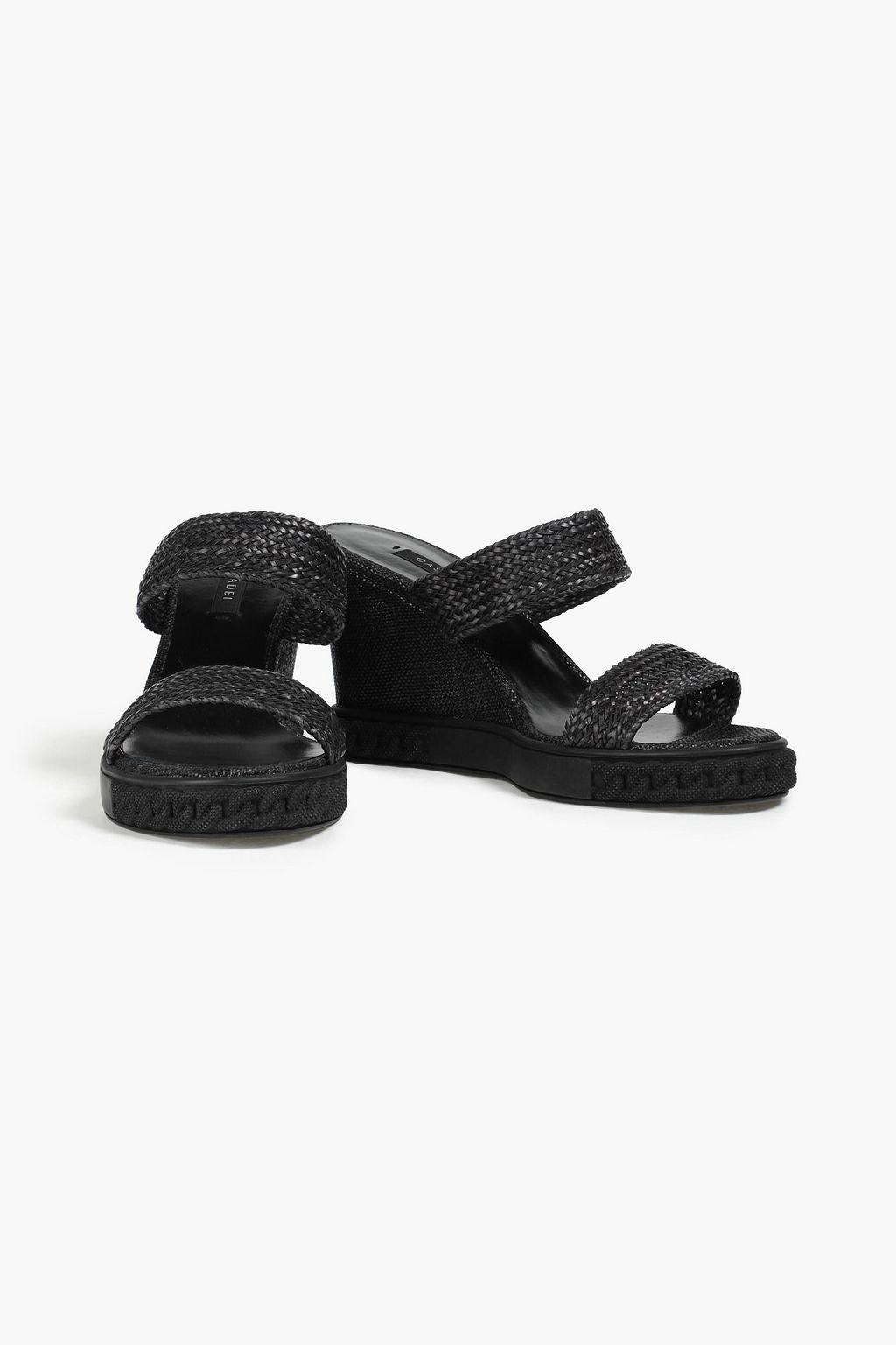 CASADEI Braided leather wedge mules