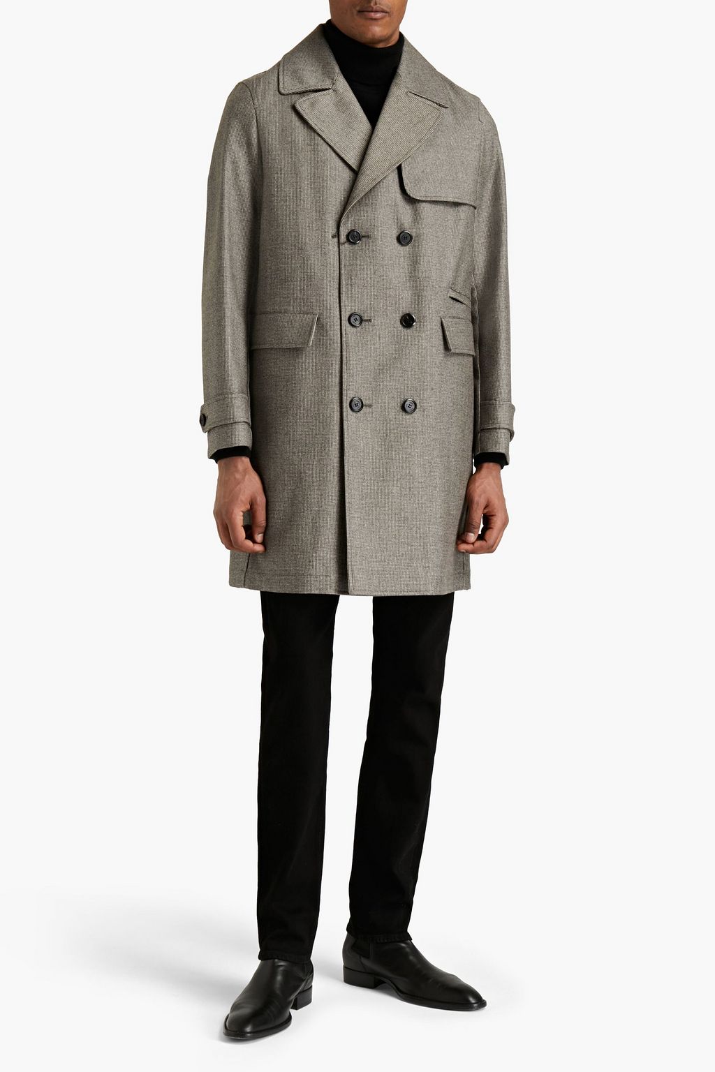 TOD'S Double-breasted houndstooth felt coat