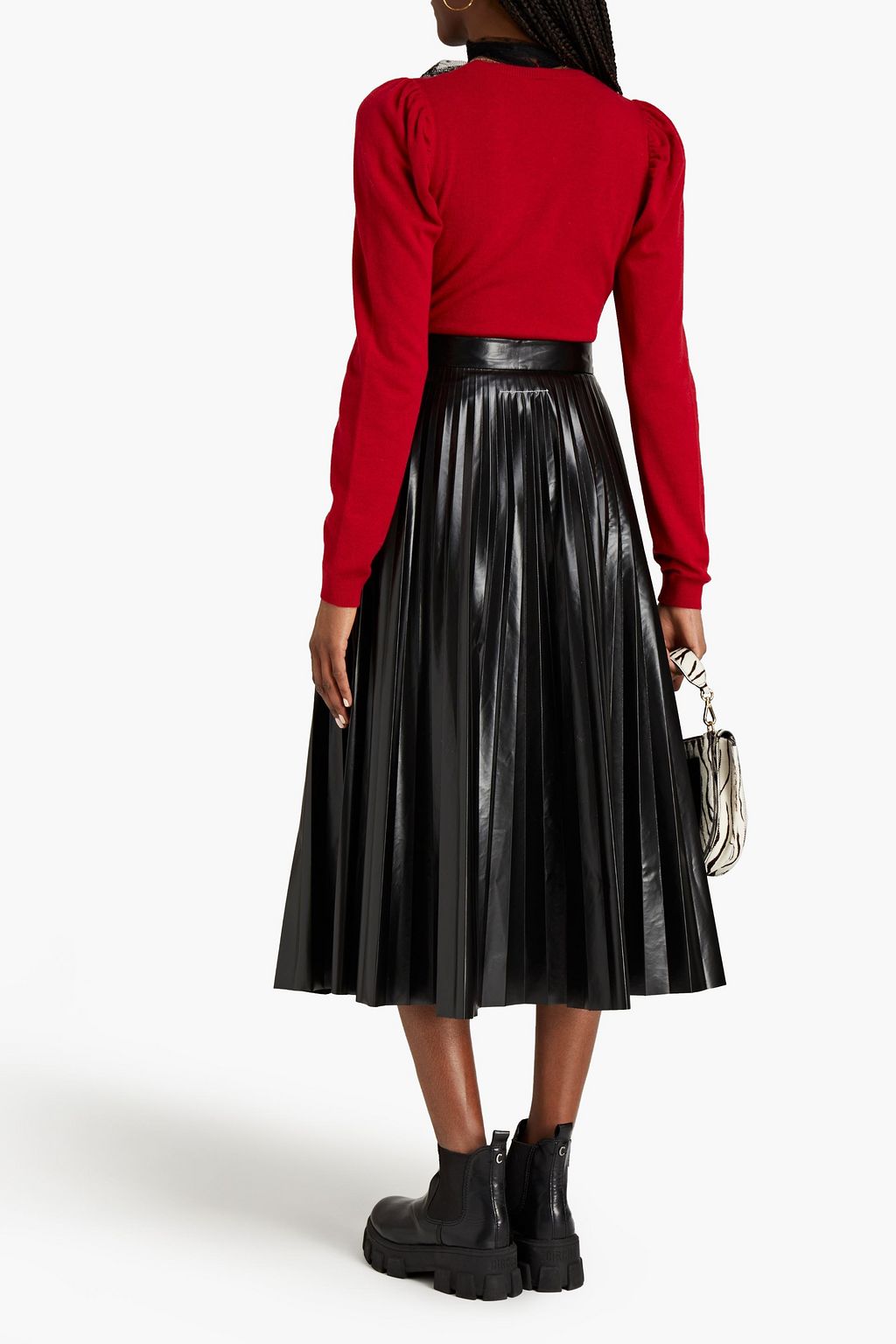 REDVALENTINO Point d'esprit-trimmed knitted sweater