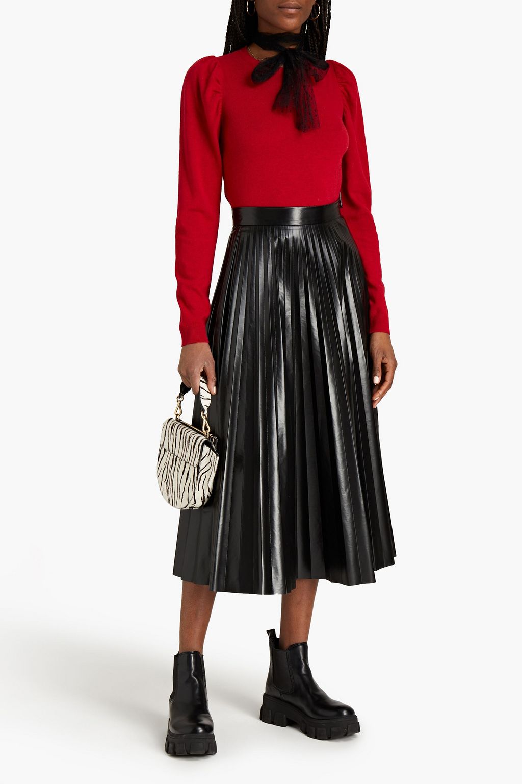 REDVALENTINO Point d'esprit-trimmed knitted sweater