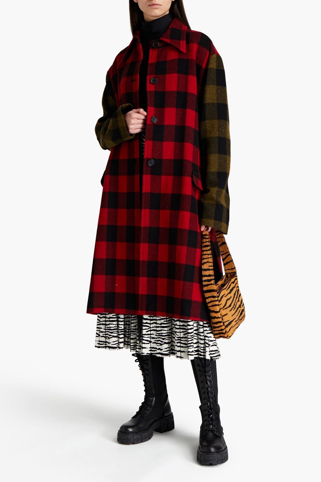 PREEN BY THORNTON BREGAZZI Checked llama-felt coat