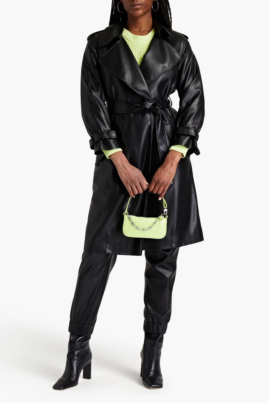 ALICE + OLIVIA Faux stretch-leather trench coat