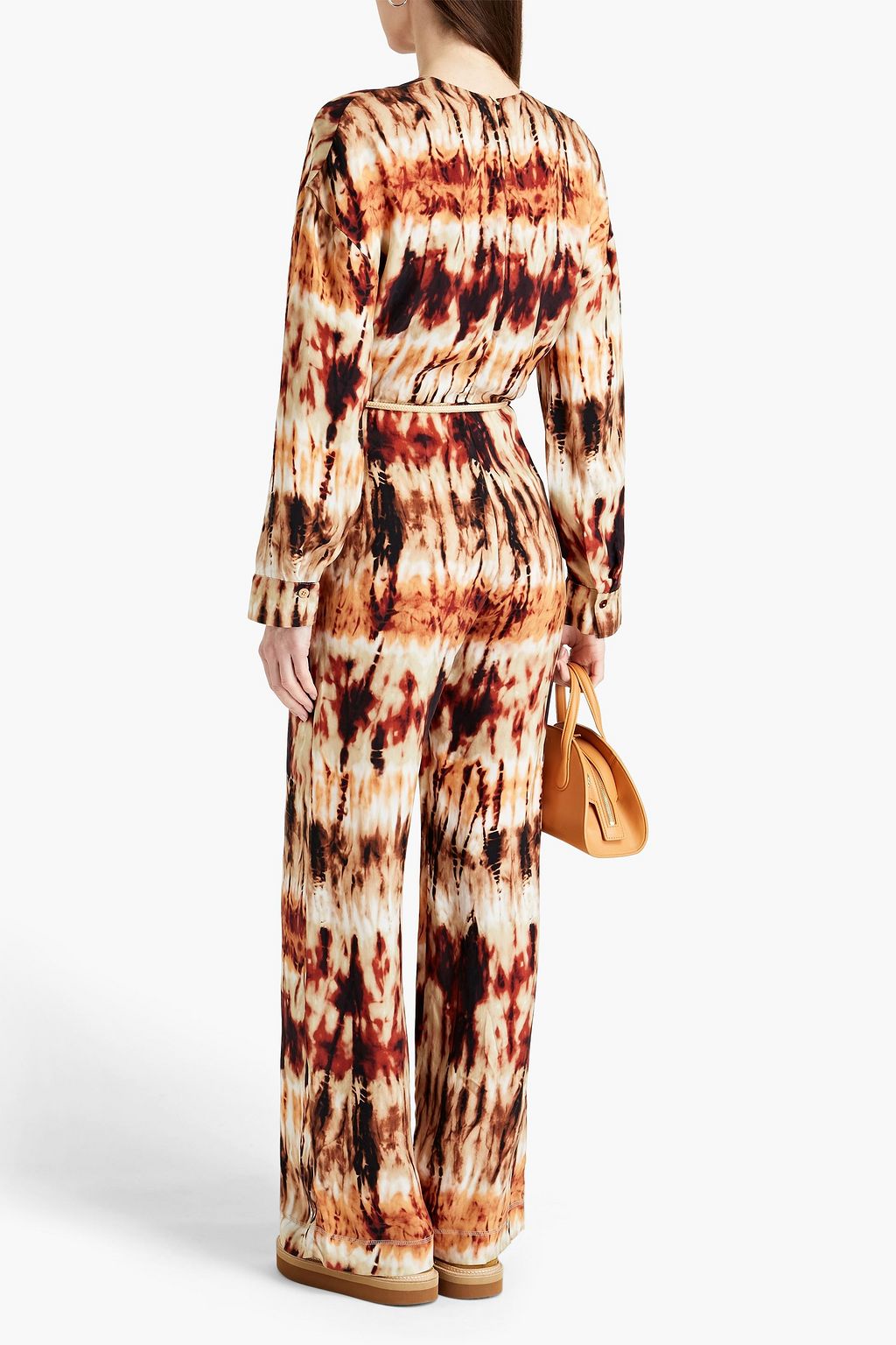 NANUSHKA Wrap-effect tie-dyed satin jumpsuit