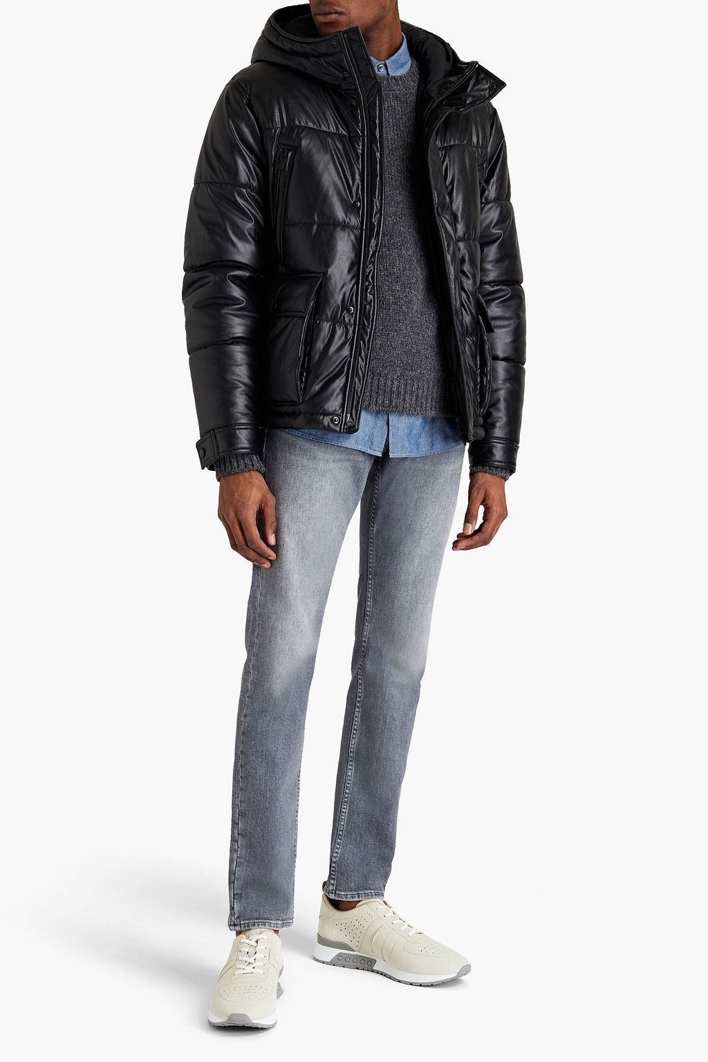 TOD'S Quilted faux leather hooded jacket