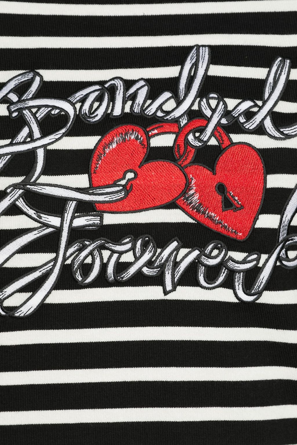 REDVALENTINO Embroidered striped ribbed cotton-jersey top
