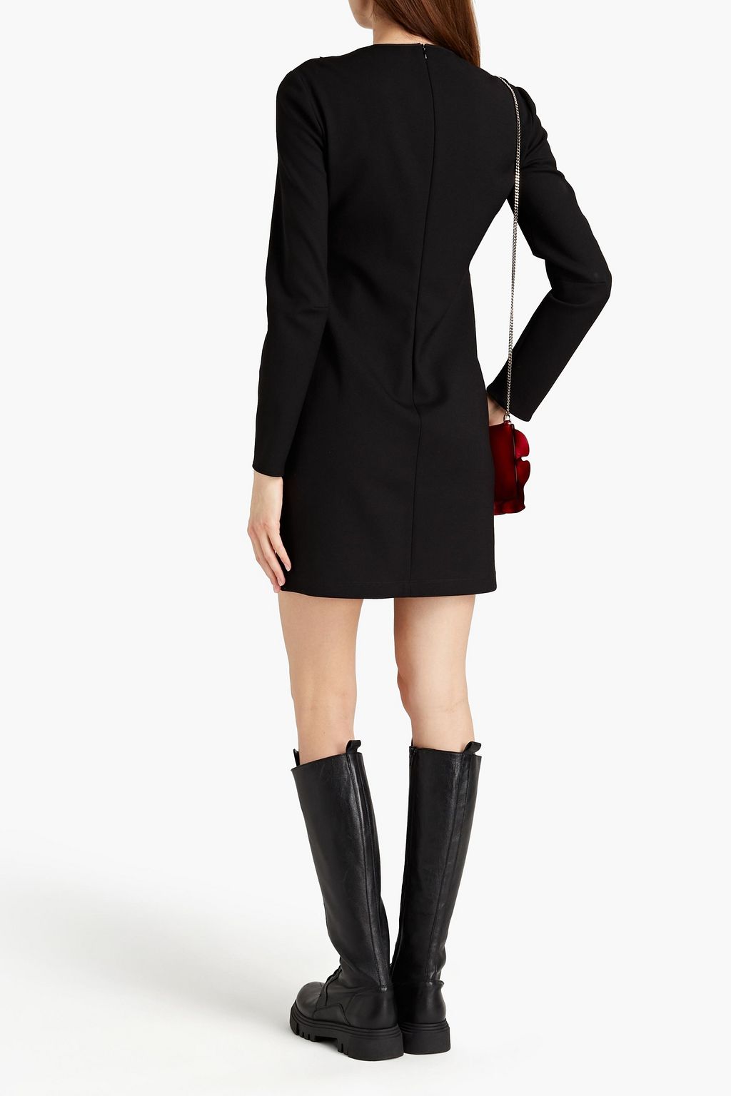 REDVALENTINO Point d'esprit-trimmed stretch-crepe mini dress