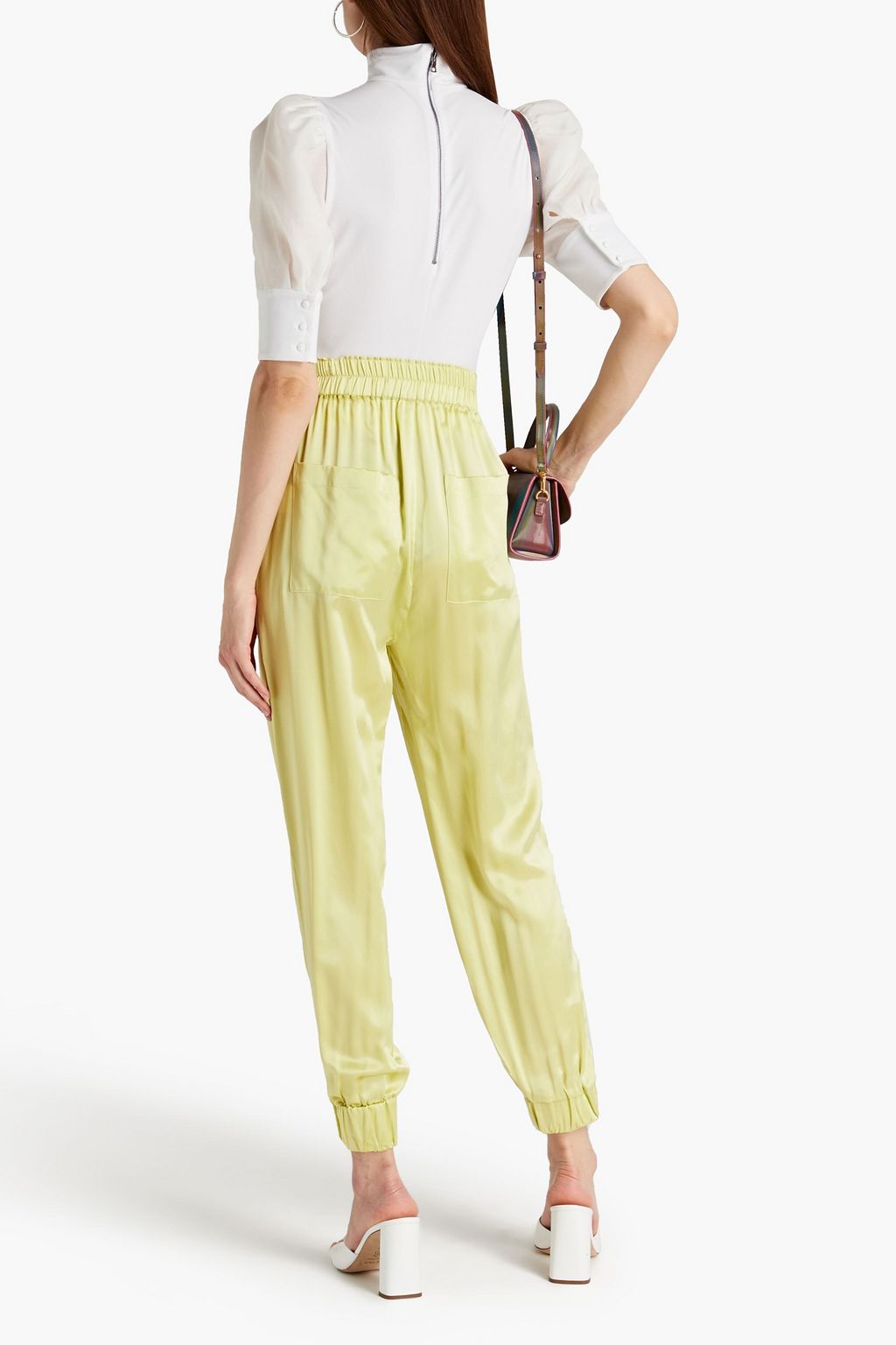 ALICE + OLIVIA Organza-paneled jersey top