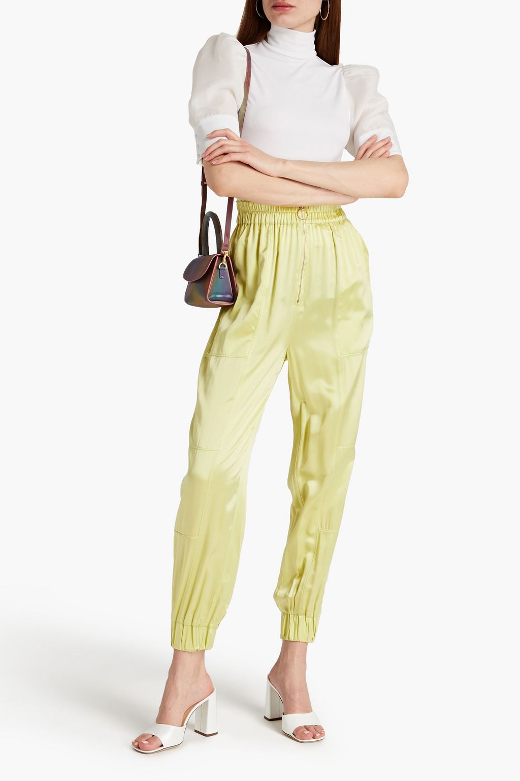ALICE + OLIVIA Organza-paneled jersey top