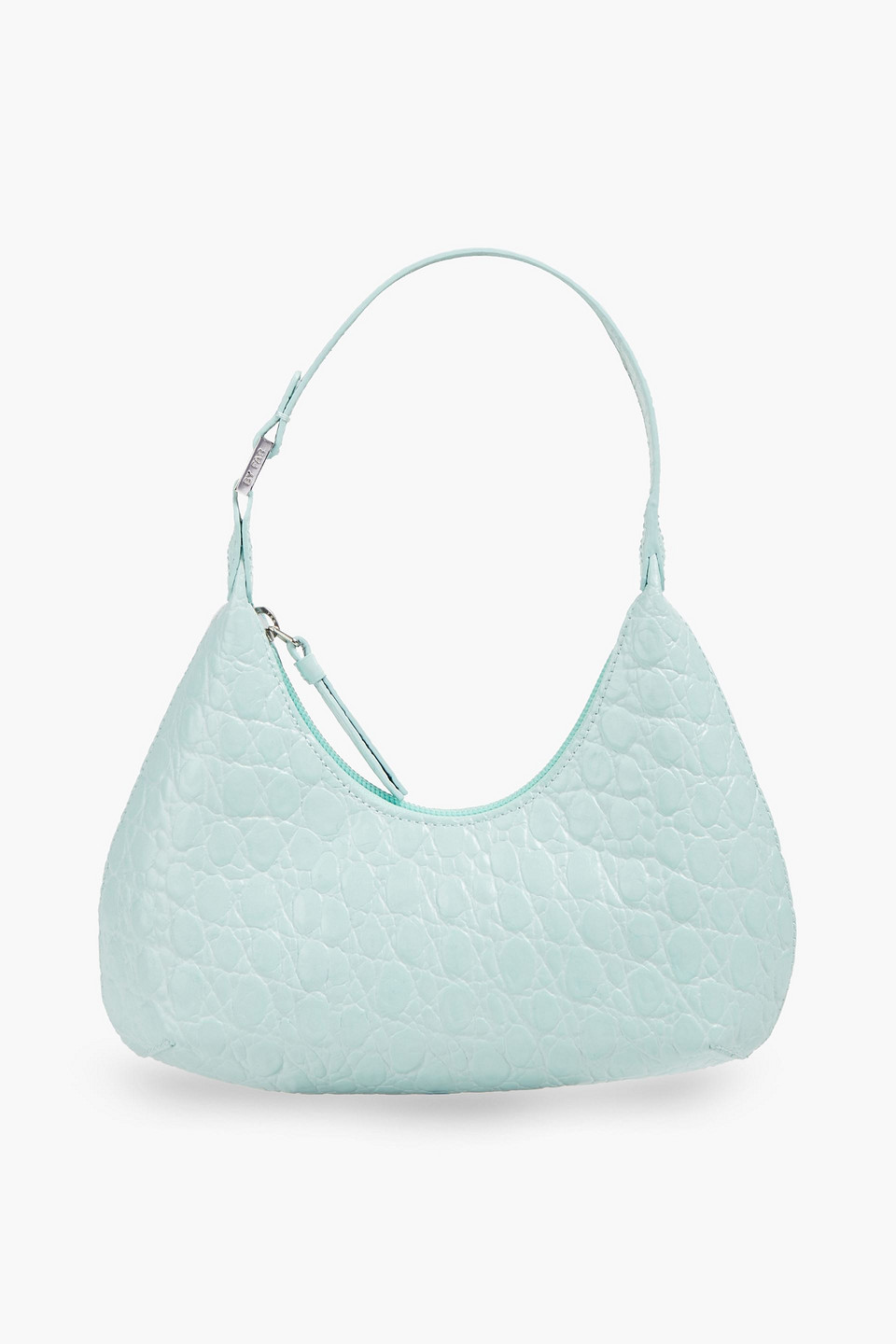 By Far Baby Amber Croc-effect Leather Shoulder Bag In Sky Blue