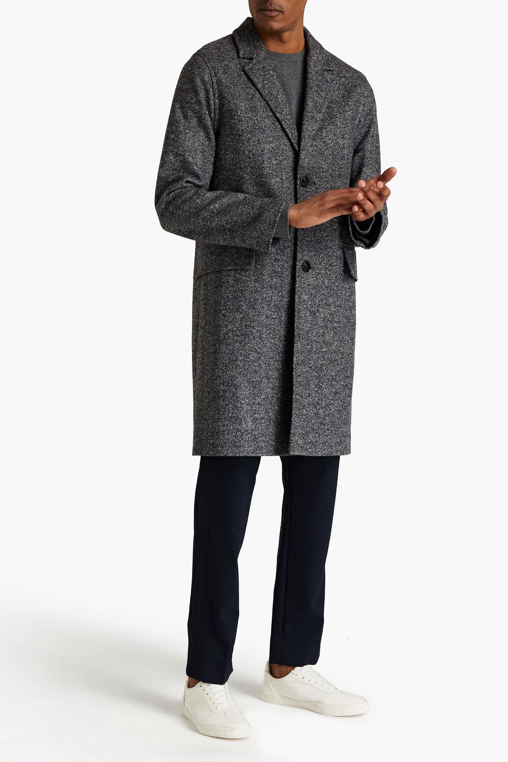 OFFICINE GÉNÉRALE Matt herringbone wool-blend tweed coat