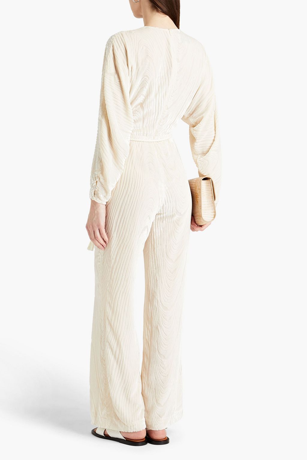 NANUSHKA Wrap-effect devoré-velvet  jumpsuit