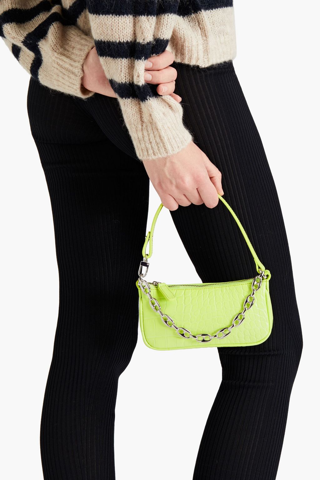 BY FAR Mini Rachel croc-effect leather shoulder bag