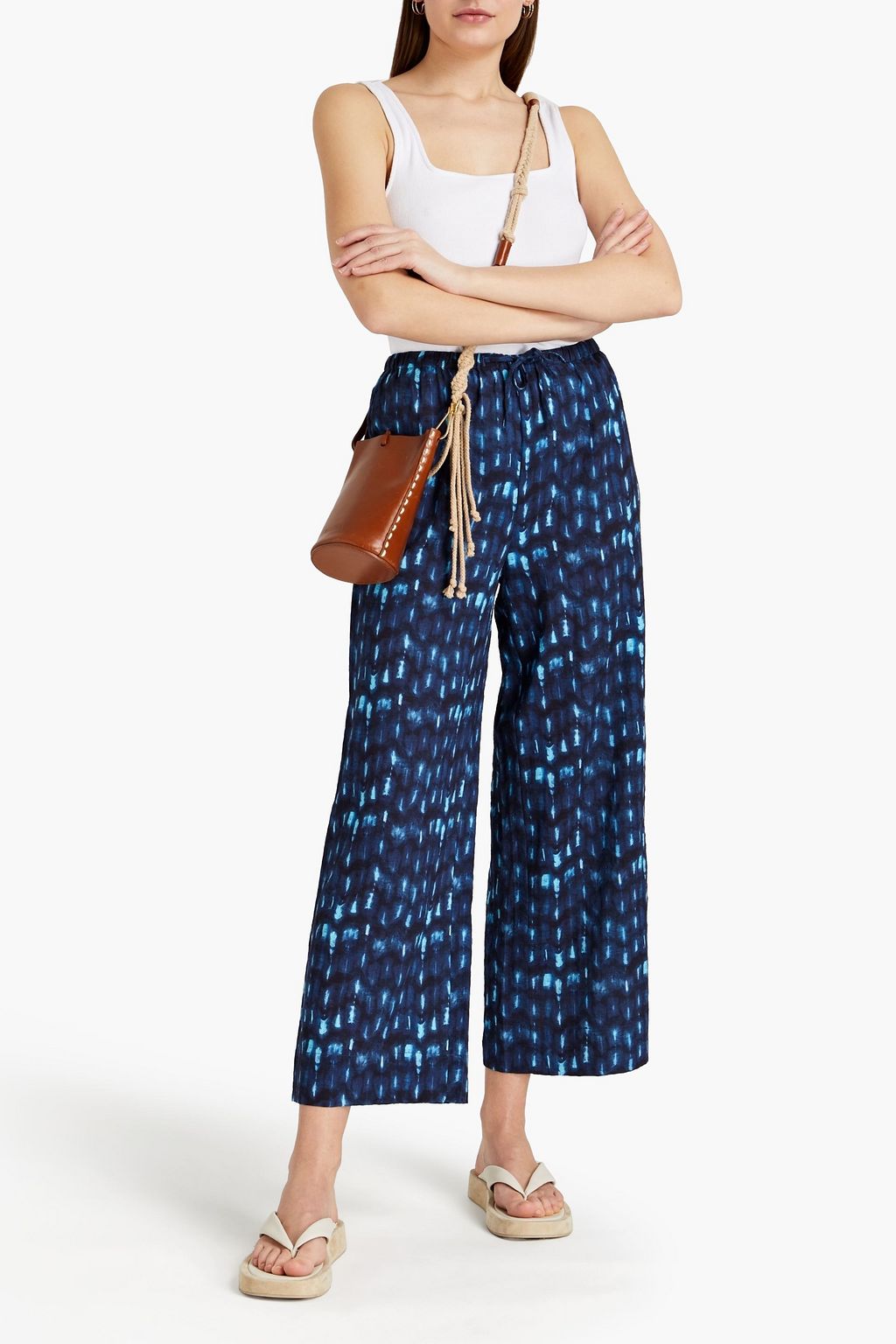 ONIA Printed cotton-blend wide-leg pants