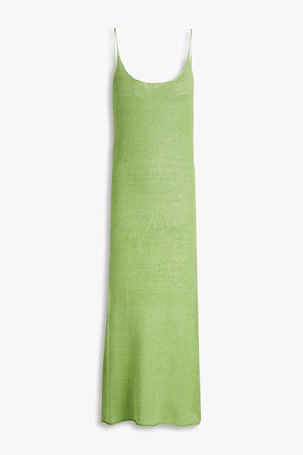 crochet-knit linen midi dress 