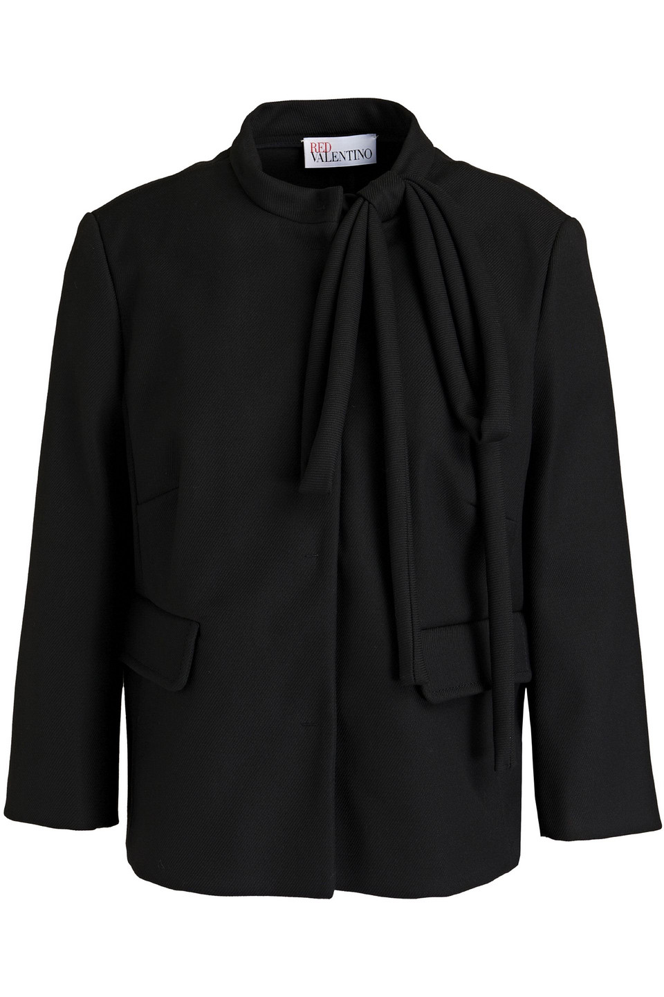 Redvalentino Woman Bow-embellished Drill Jacket Black Size 40