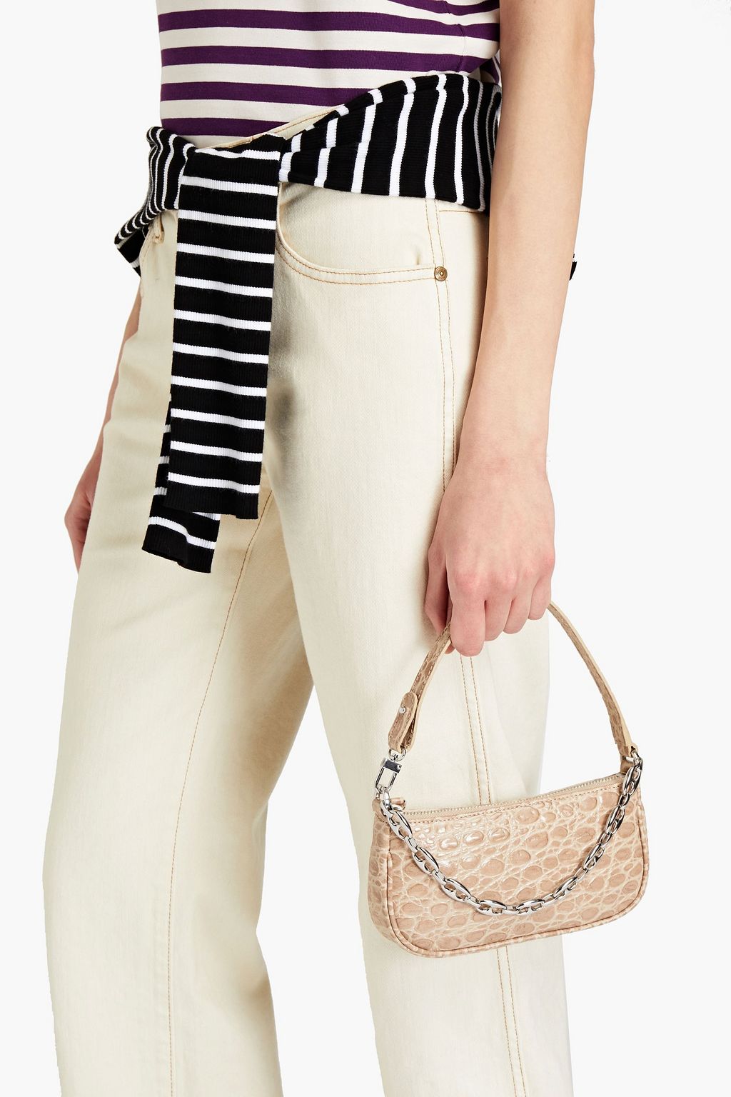 BY FAR Rachel mini croc-effect leather shoulder bag
