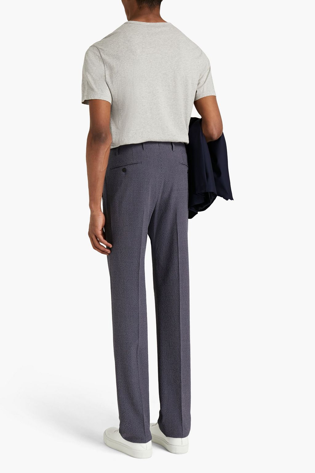 CORNELIANI Checked wool-blend seersucker pants