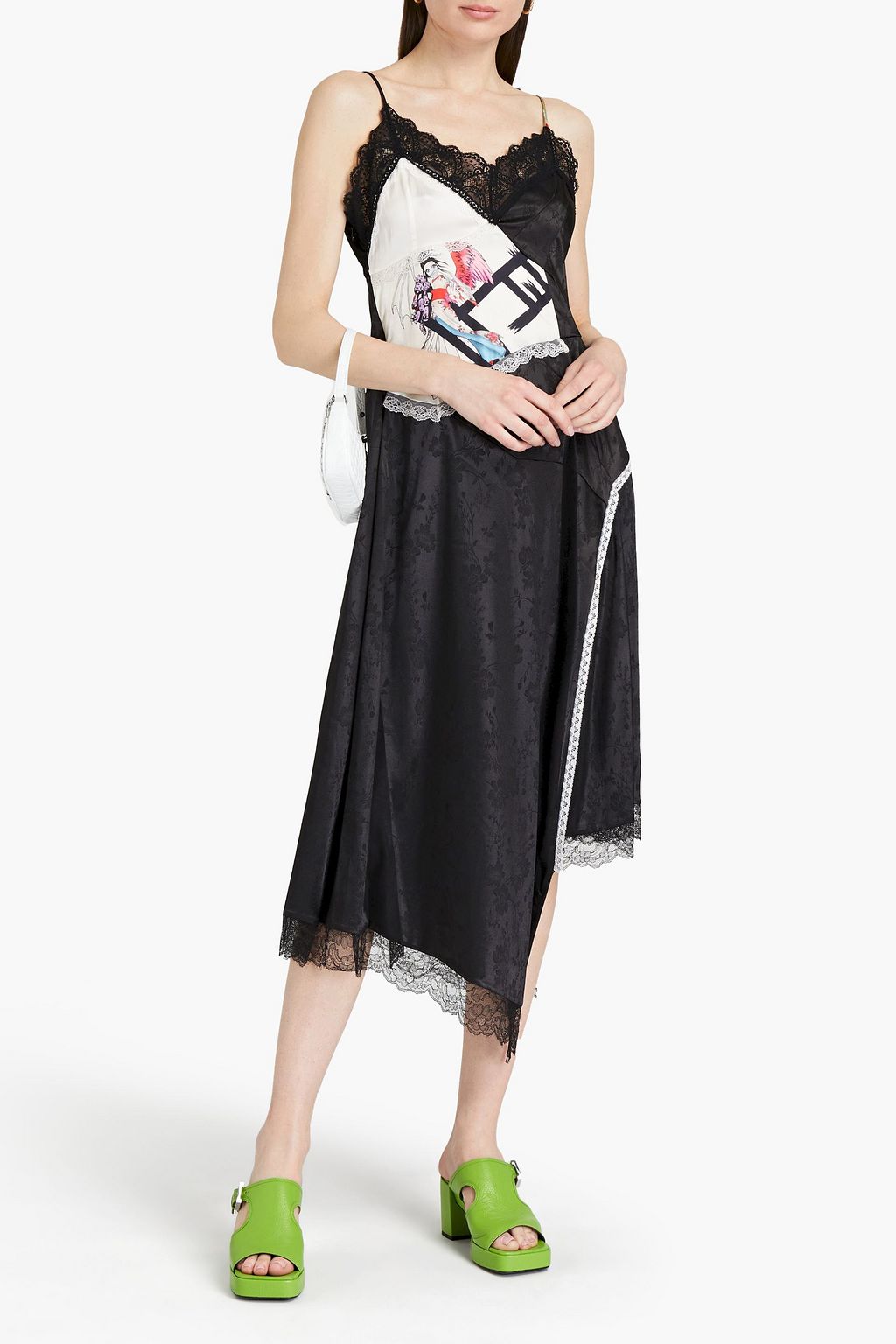 PREEN BY THORNTON BREGAZZI Asymmetric printed satin-jacquard midi dress