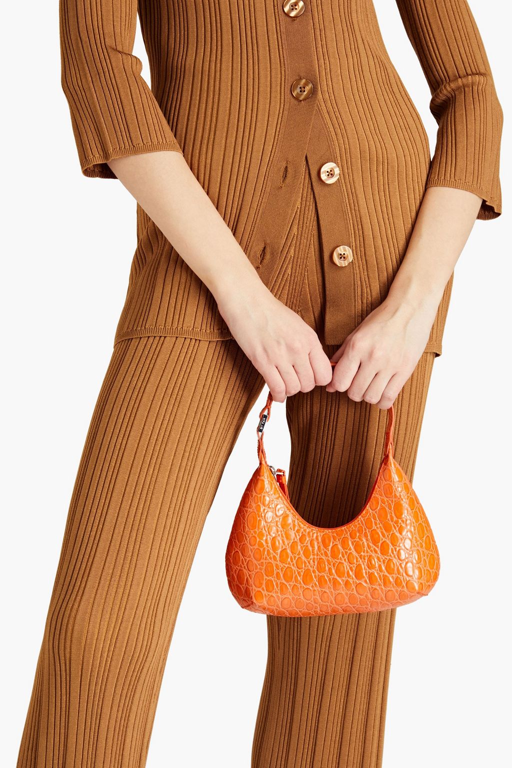 BY FAR Baby Amber croc-effect leather shoulder bag