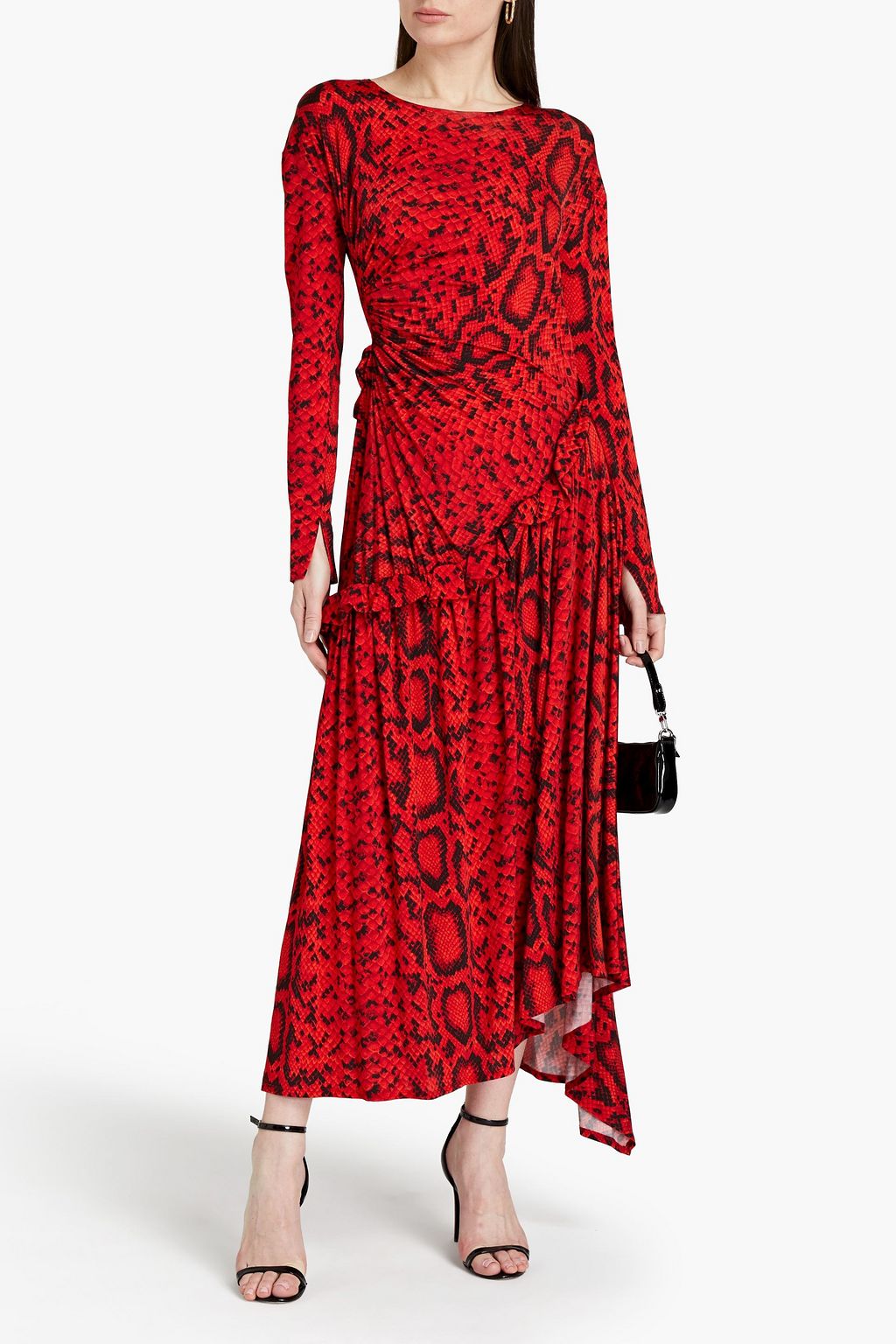 PREEN BY THORNTON BREGAZZI Naima asymmetric snake-print stretch-crepe maxi dress