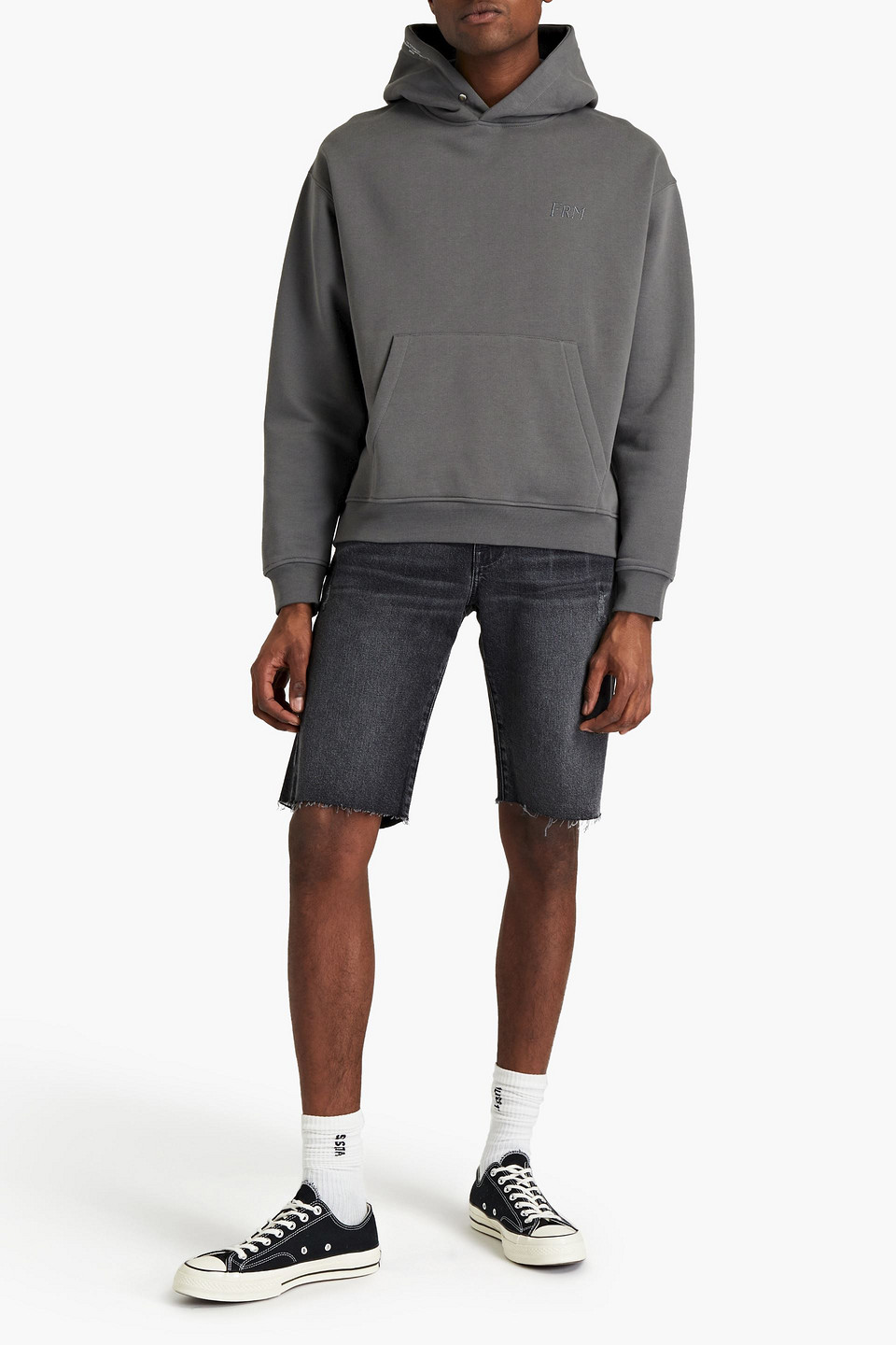 Frame Man Cotton-blend Fleece Hoodie In Grey