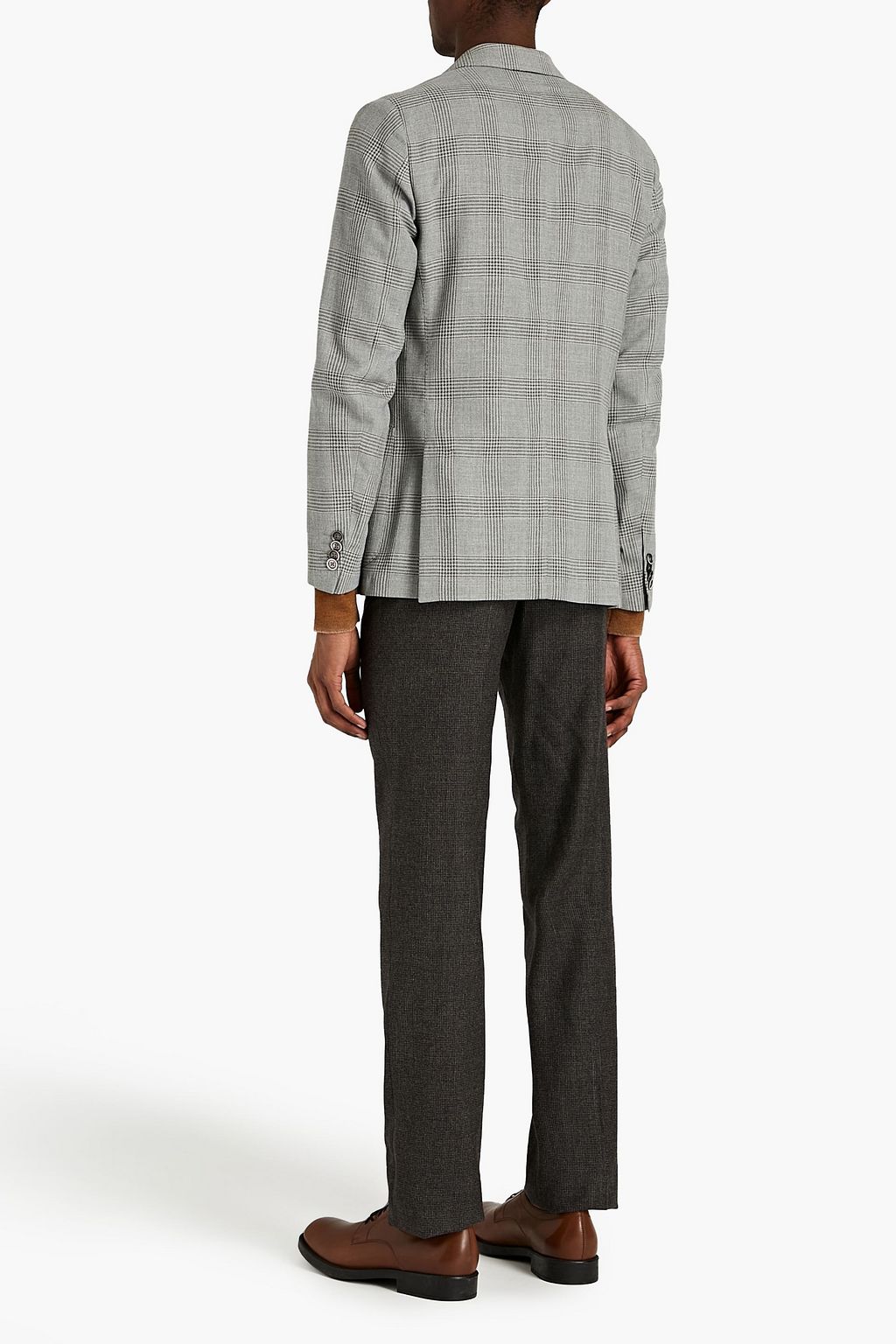CORNELIANI Checked cotton-blend flannel pants