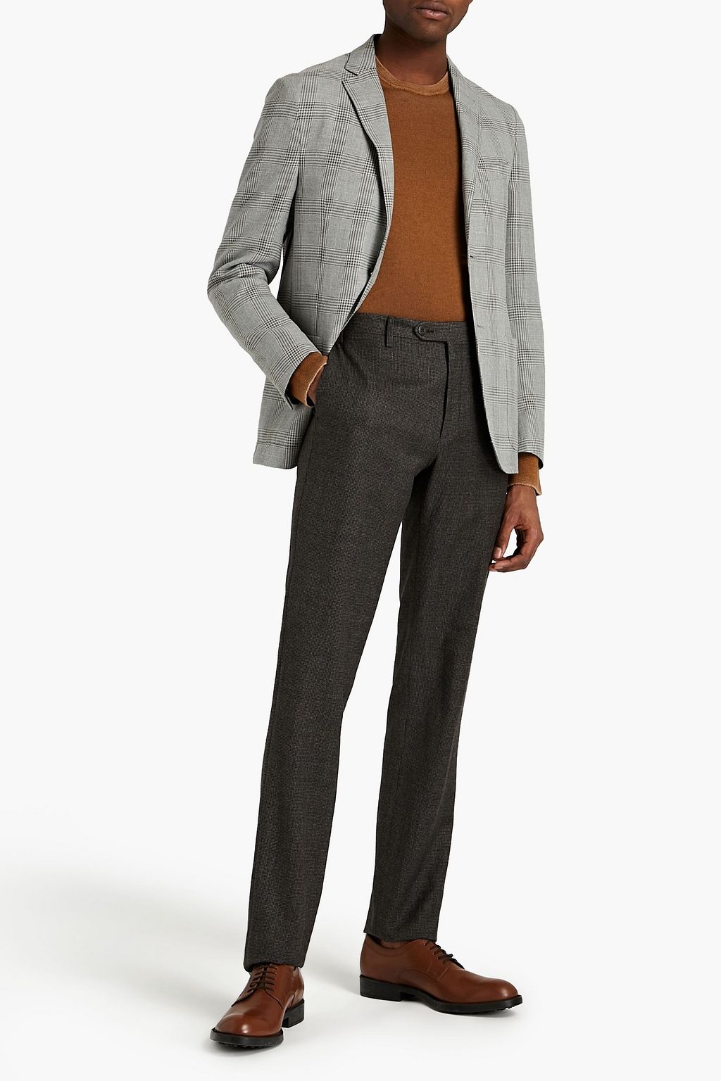 CORNELIANI Checked cotton-blend flannel pants