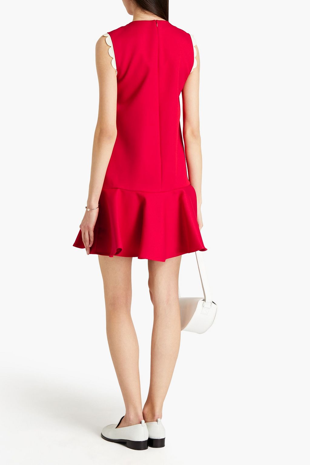 REDVALENTINO Scalloped two-tone crepe mini dress