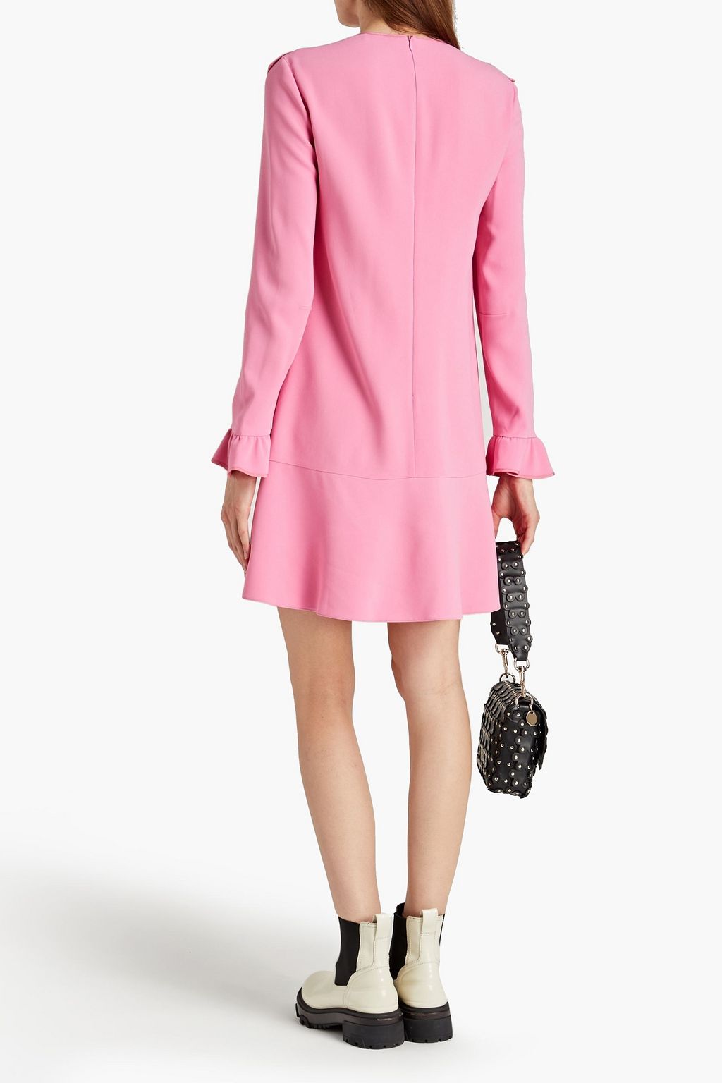 REDVALENTINO Point d'esprit-paneled crepe mini dress