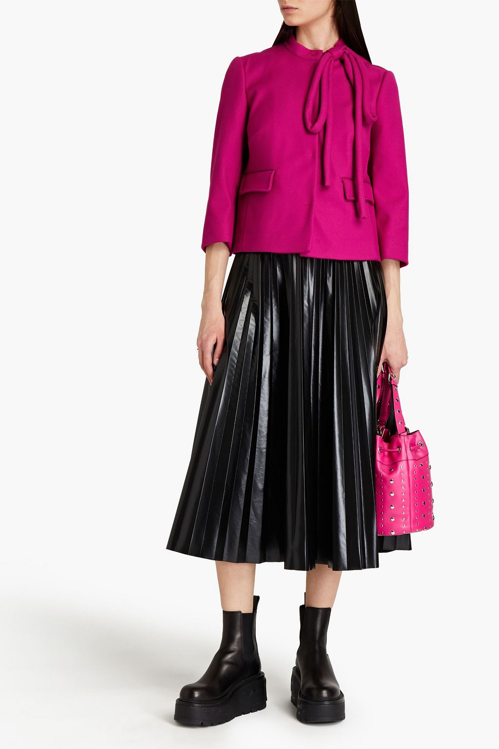 REDVALENTINO Bow-detailed drill jacket