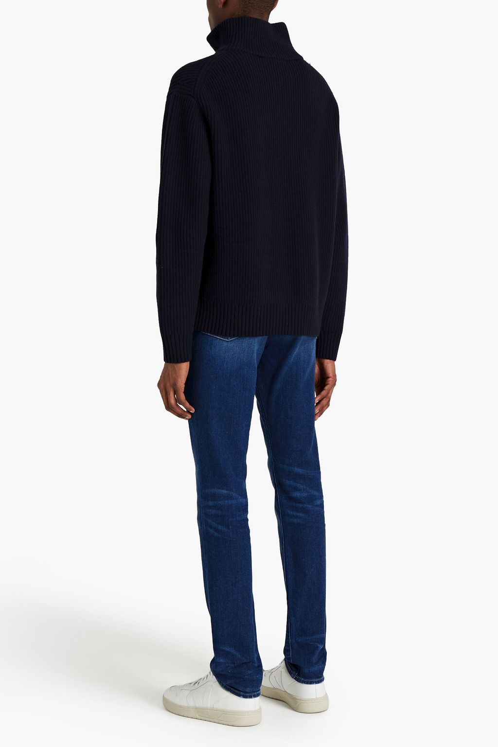 FRAME The Essential ribbed wool half-zip sweater