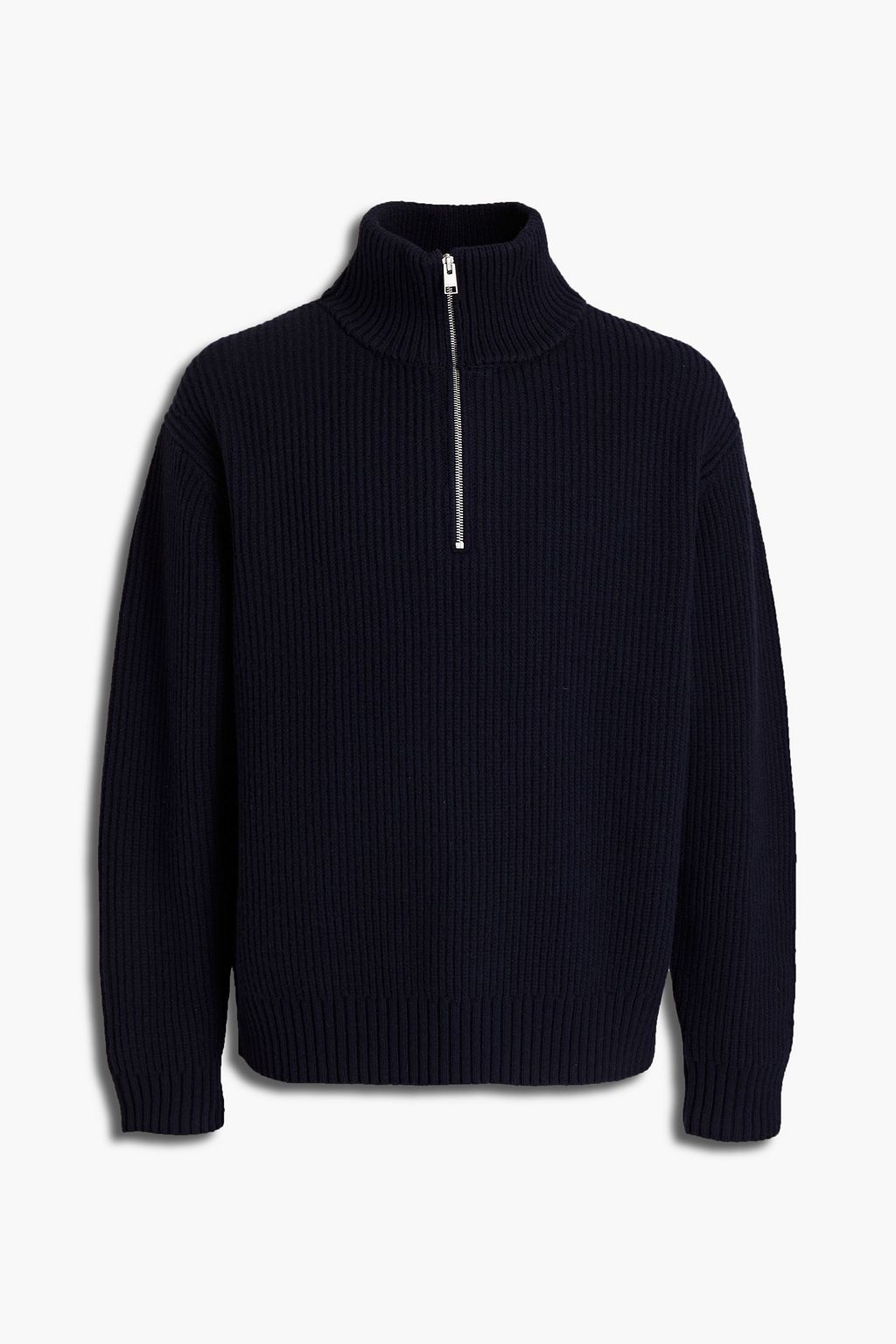 Ribbed wool half zip sweater