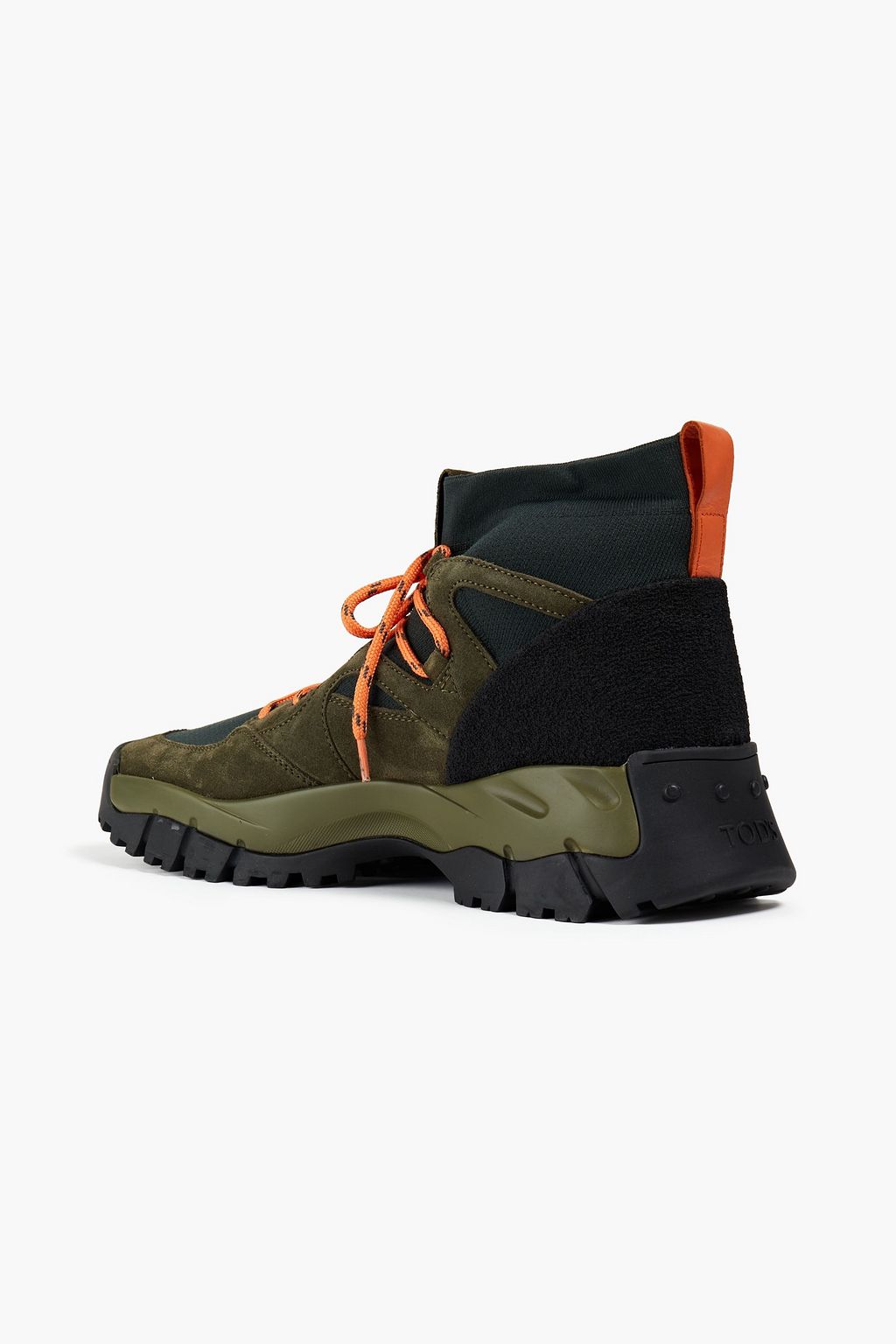 TOD'S Calza knitted and suede high-top sneakers