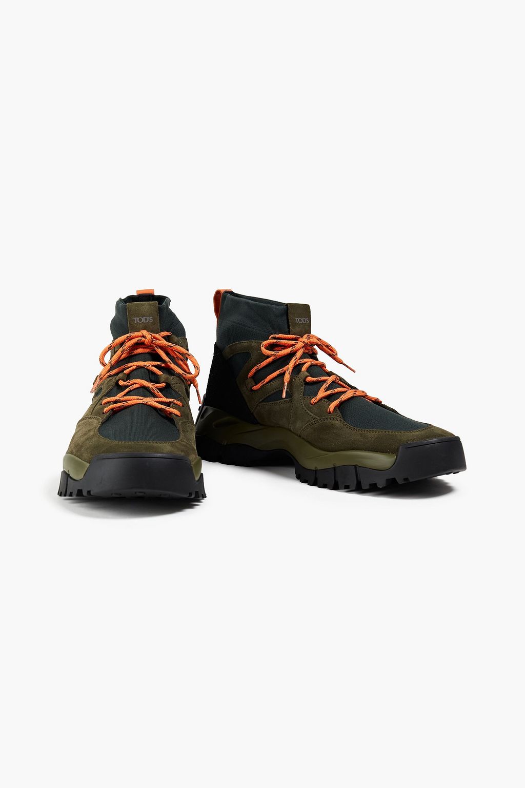 TOD'S Calza knitted and suede high-top sneakers