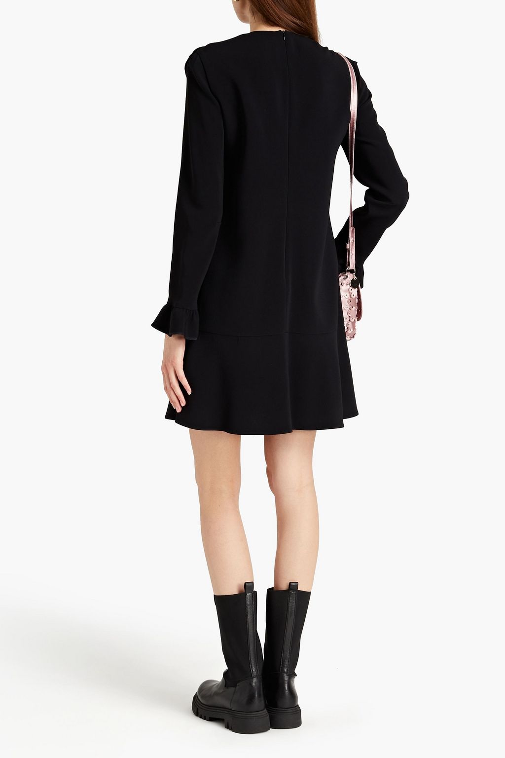 REDVALENTINO Point d'esprit-paneled crepe mini dress