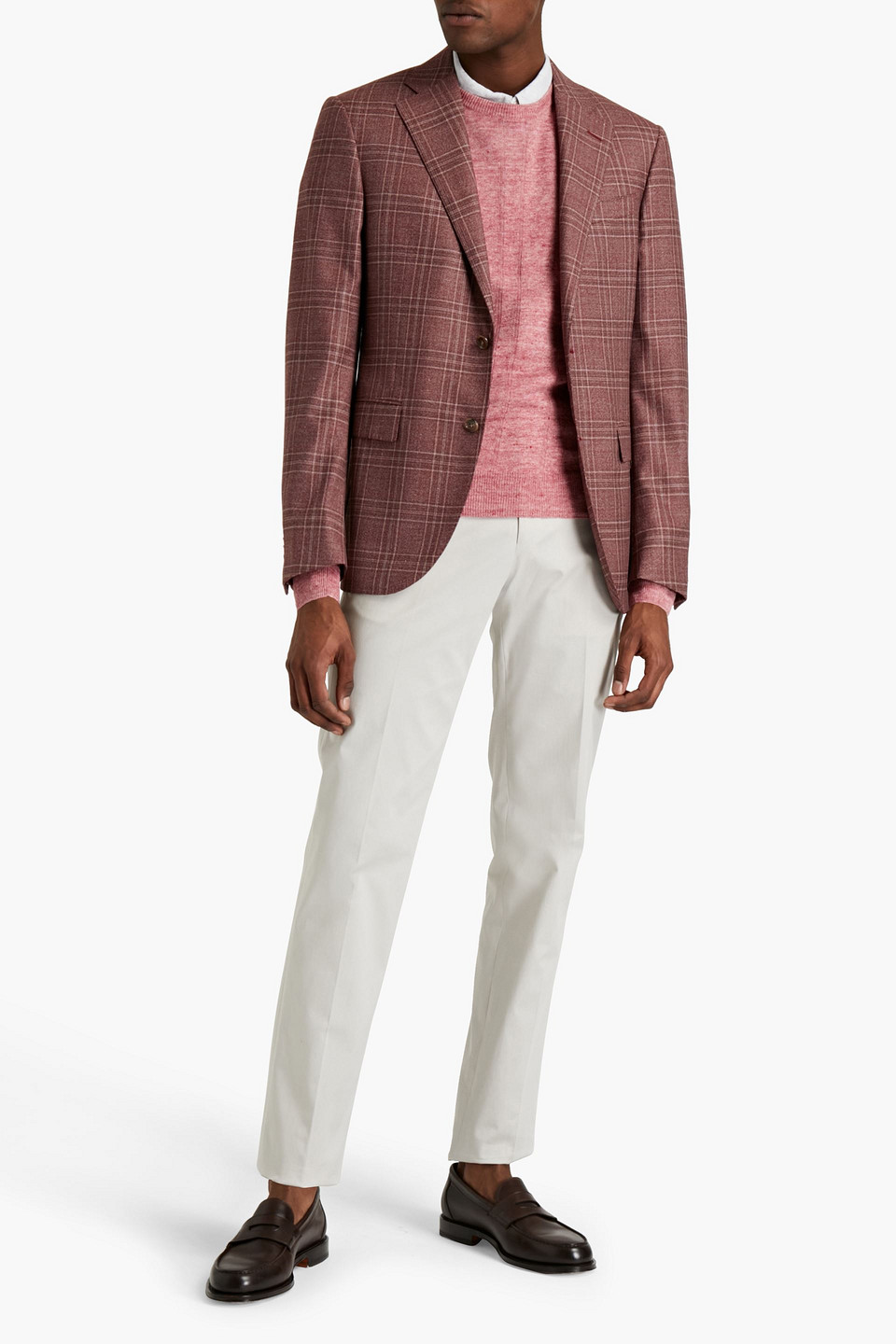 Corneliani Man Checked Wool Blazer In Neutrals