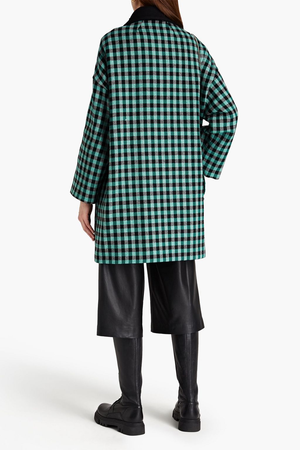 REDVALENTINO Embellished gingham wool-blend coat