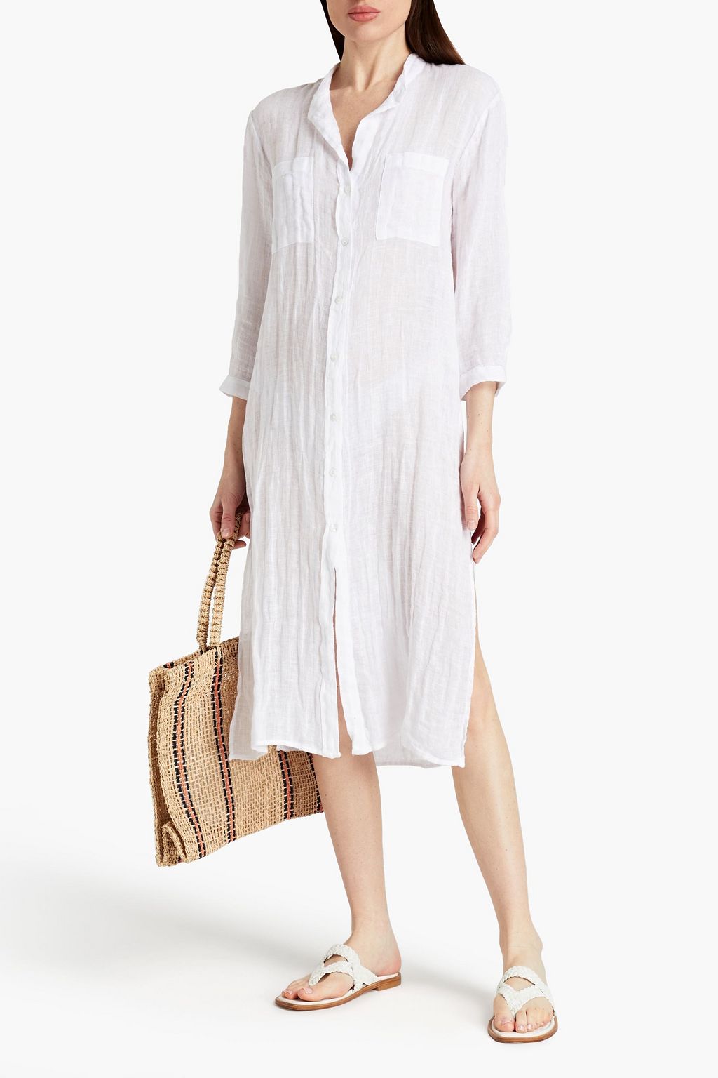 ENZA COSTA Linen midi shirt dress
