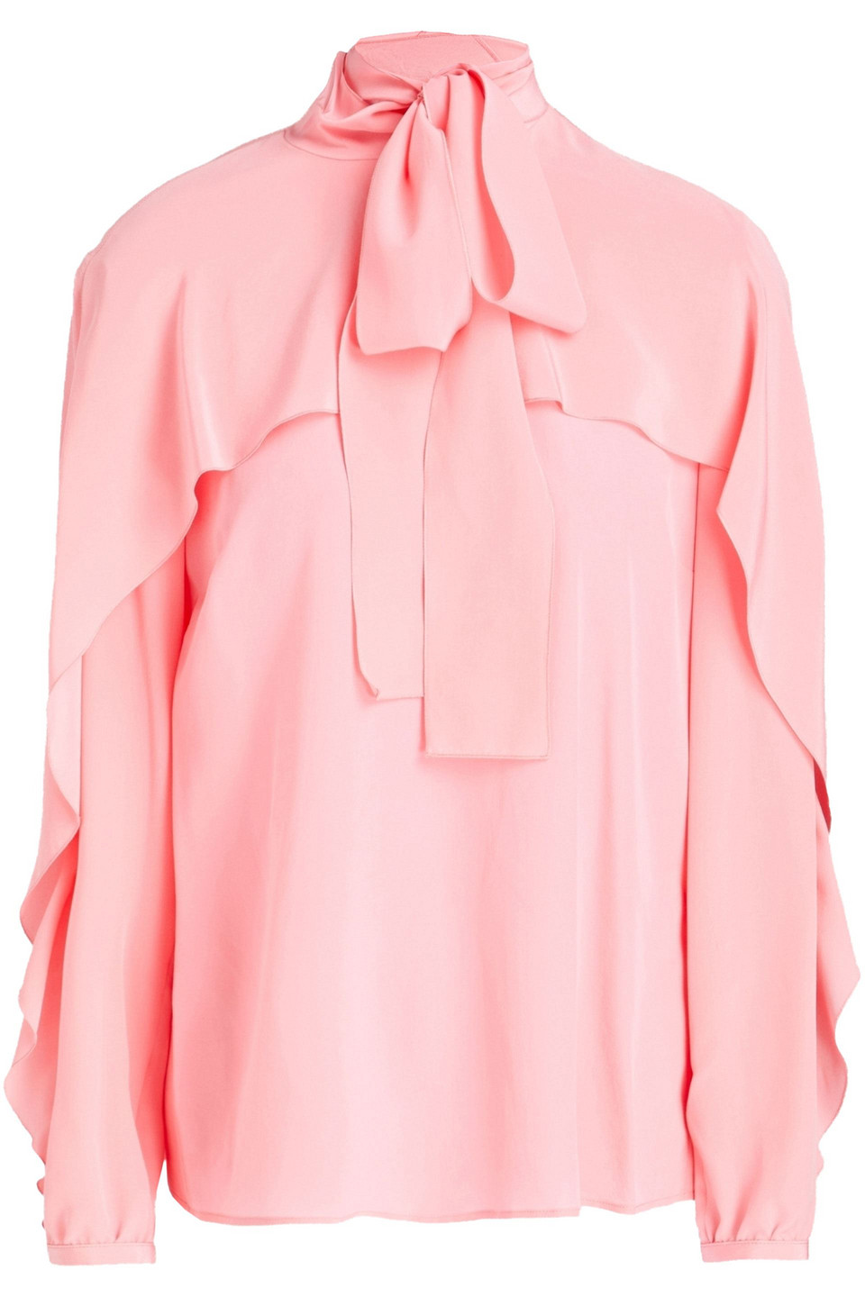Redvalentino Woman Pussy-bow Draped Silk Crepe De Chine Blouse Baby Pink Size 38