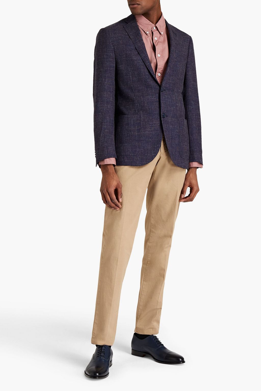 CORNELIANI Mélange wool and linen-blend blazer